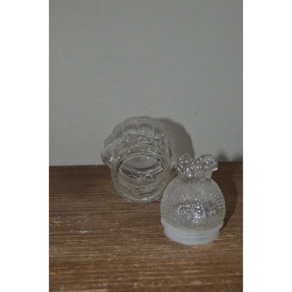 Vintage Textured Glass Clear Mom Bunny Rabbit Shaped Candy Lidded Jar Canister - Picture 6 of 11